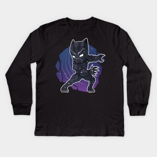 Black Panther Chibi Kids Long Sleeve T-Shirt